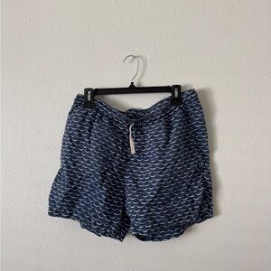 Navy Wave Pattern Men’s Shorts